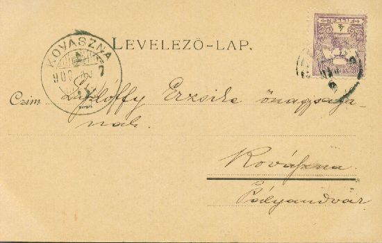 Lszlffy Erzsikt rtestik a ma dlutni eskvrl/1900.IV.5./